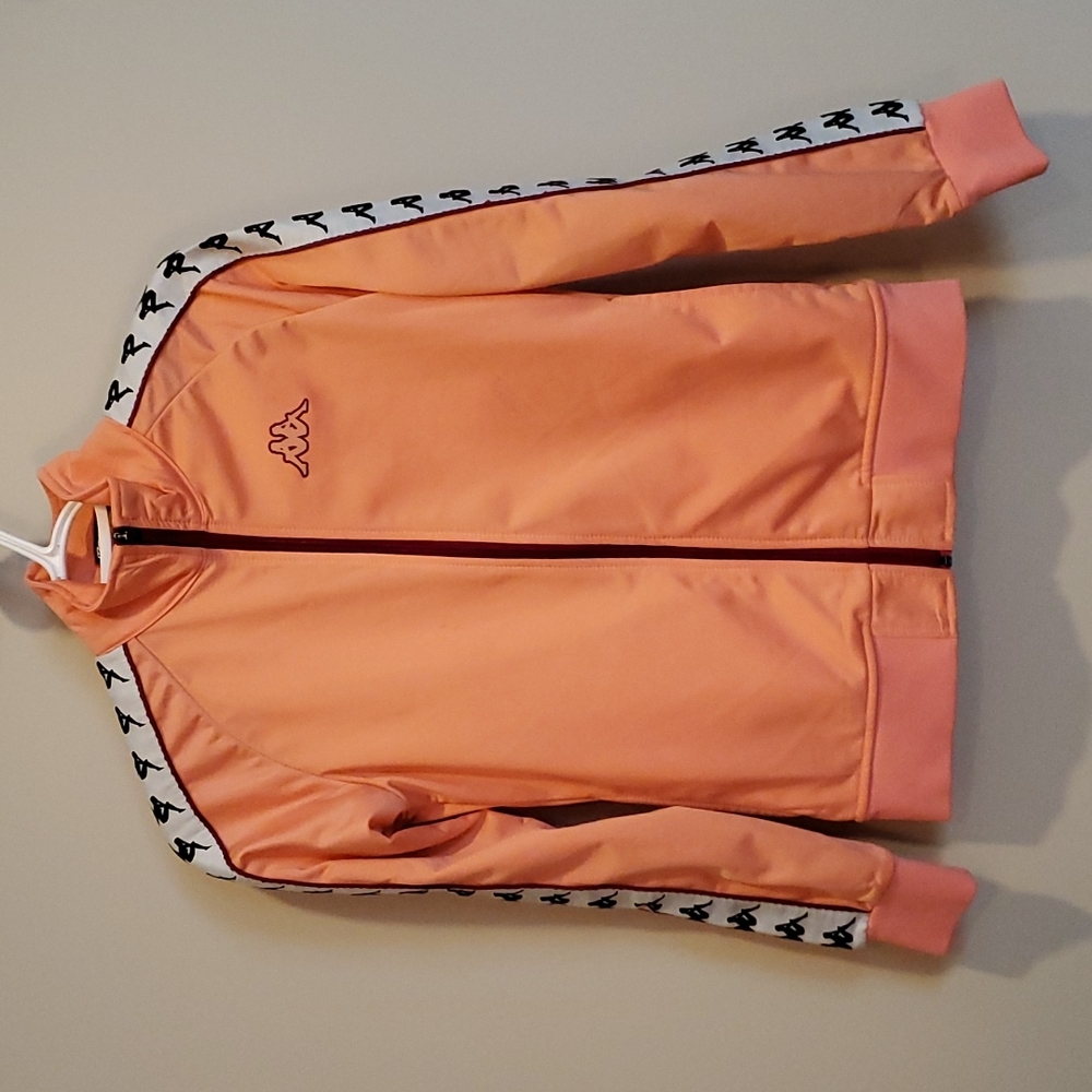 💥MOVING SALE💥 Worn once Peach Kappa Track jacket with burgundy trim